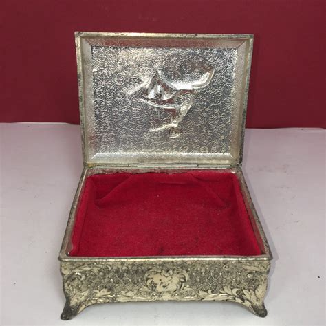 vintage metal trinket box made in japan|japanese jewellery box.